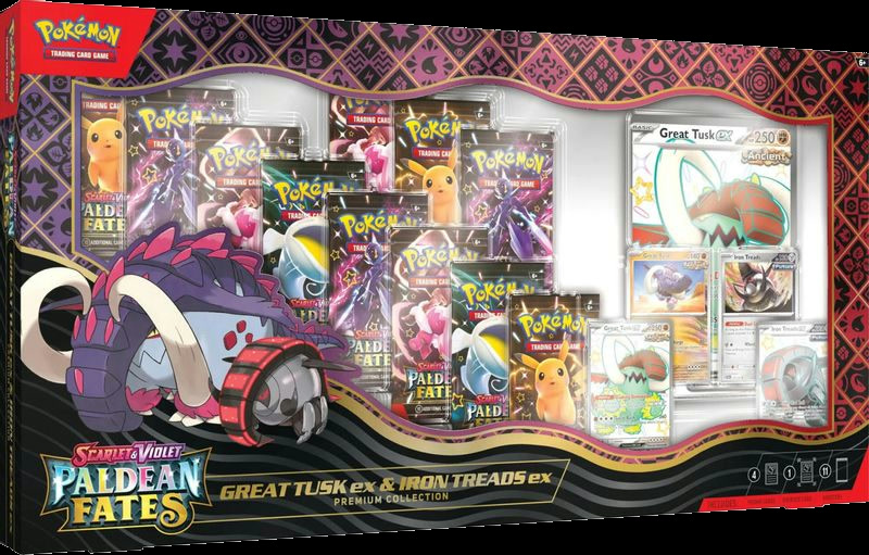 Paldean Fates Great Tusk ex & Iron Treads ex Premium Collection