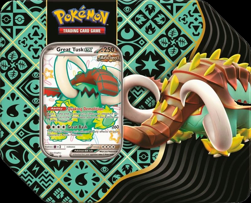 Paldean Fates Tin [Great Tusk ex]
