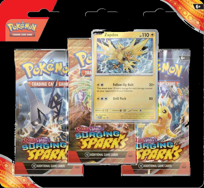 Surging Sparks 3 Pack Blisters [Zapdos]