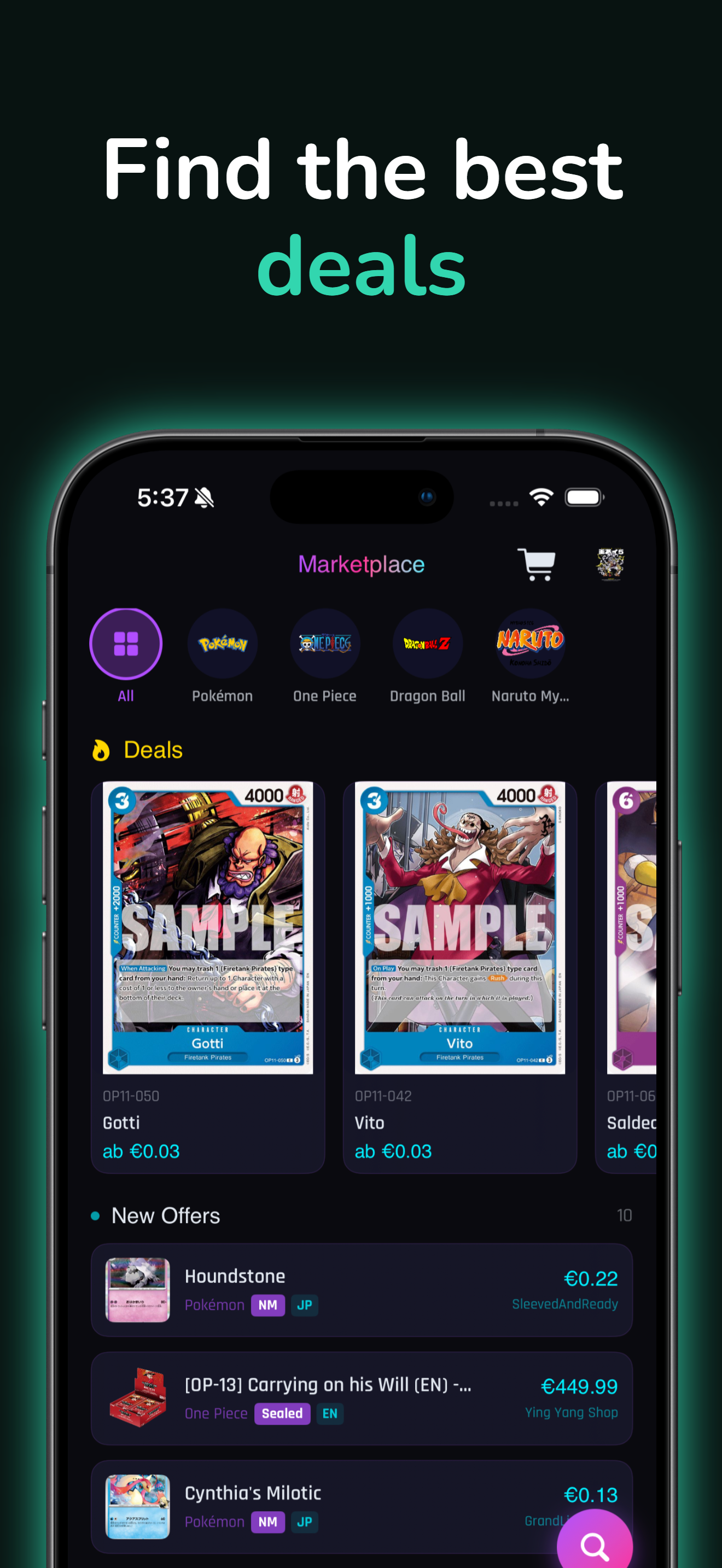 ANIICHI Cards App — Marketplace with the best anime TCG deals