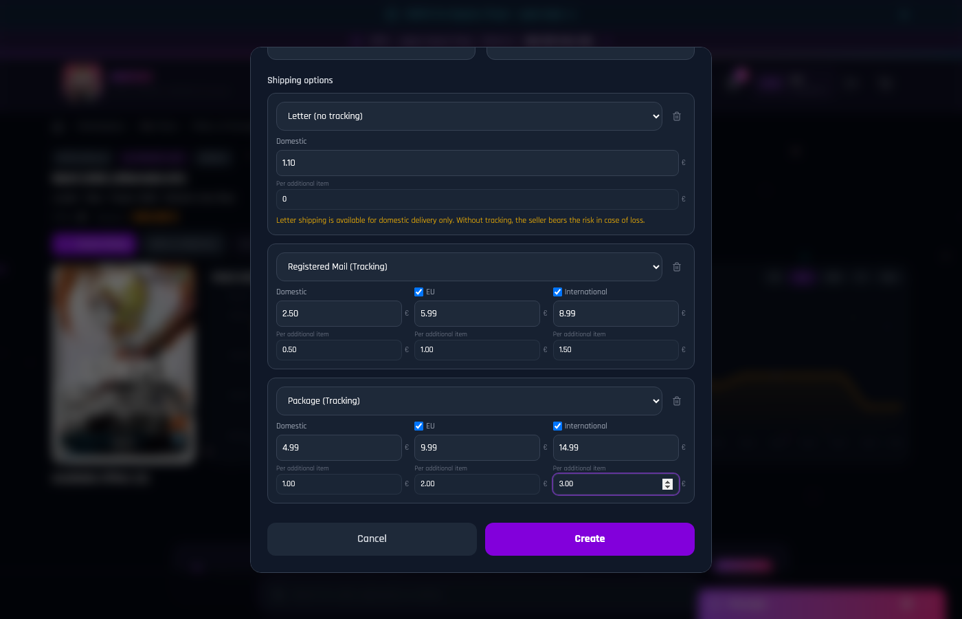 All three shipping options