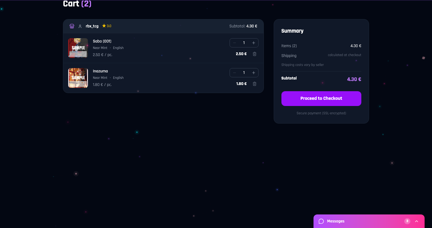 Cart with grouped items
