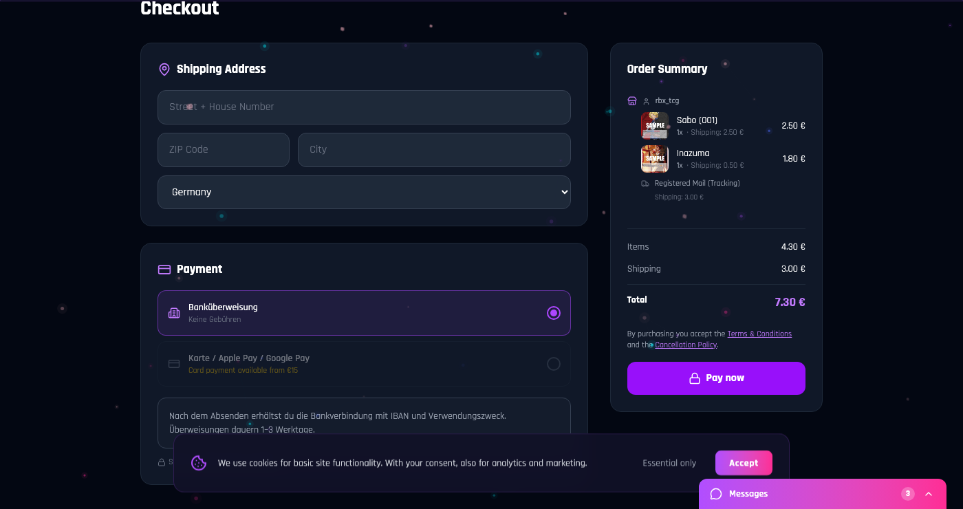 Checkout with shipping overview